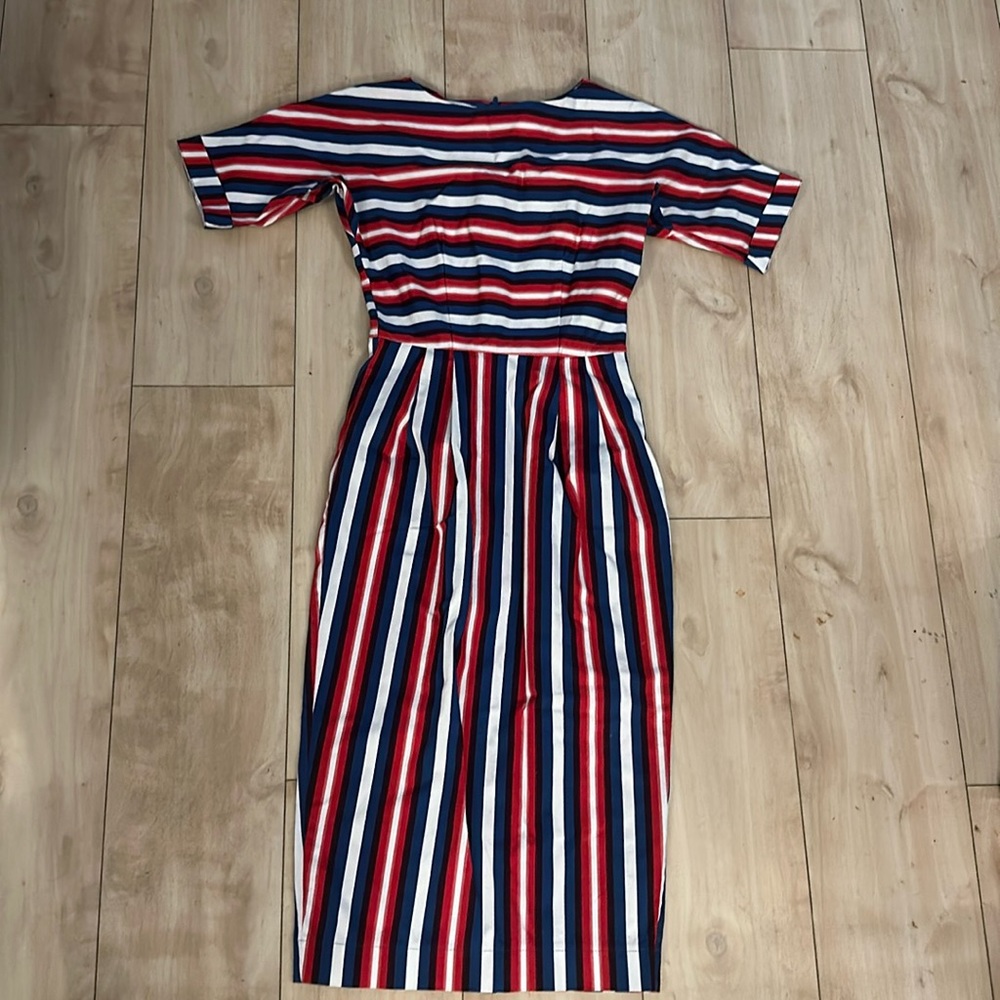 ASOS Striped Dress Fitted Wiggle Pleayed NWOT!